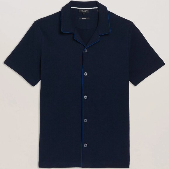 Men's Ted Baker Selar Short Sleeve Shirt | Small, Navy, Used (Very good) - Picture 1 of 11